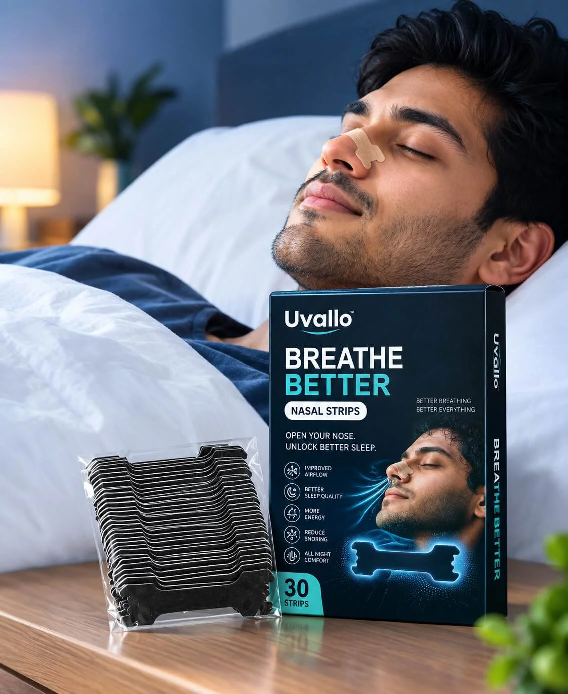 Athlete using UVALLO Nasal Strips